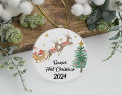 babys first christmas ornament 2023,custom baby name reindeer gift,1st christmas new baby keepsake