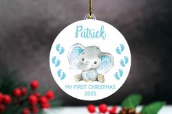 custom elephant ornament,my first christmas baby gift,personalized ornament for kids