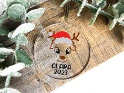 cute reindeer ornament,custom reindeer christmas gift,personalized keepsake for baby girl