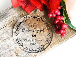 engaged christmas ornament,custom engagement keepsake gift,personalized newly engaged gift