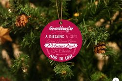 grandma granddaughter uv printed christmas ornament, grandma christmas gift, granddaughter christmas gift