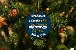 grandma grandson christmas uv printed ornament, grandma christmas ornament, grandson christmas gift