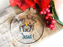 happy birthday jesus ornament,christmas nativity scene gift,stable and manger christmas decor