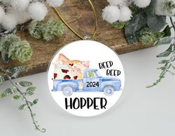 little blue truck personalized ornament,cute gift for boys,custom farm animals christmas keepsake
