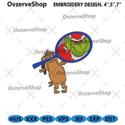 the grinch max dog machine embroidery digitals design, grinch christmas embroidery file, grinch cartoon embroidery digit