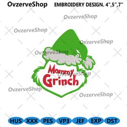 mommy grinch machine embroidery file design download, grinch christmas embroidery file digital, the christmas day embroi