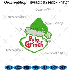 baby grinch machine embroidery, grinch christmas embroidery digital instant , christmas grinch hat embroidery file desig