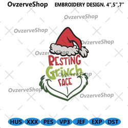 resting grinch embroidery files, grinch face machine embroidery file design download, grinch christmas digitals embroide