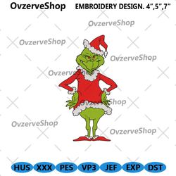 the grinch machine embroidery file instant download, the grinch cartoon embroidery design digital, christmas embroidery