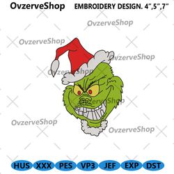 grinch face christmas embroidery, head grinch embroidery instant digitals, face grinch embroidery files digital instant
