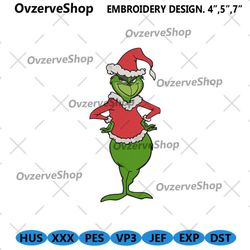 the grinch machine embroidery design, the grinch christmas machine embroidery files, grinch embroidery instant download