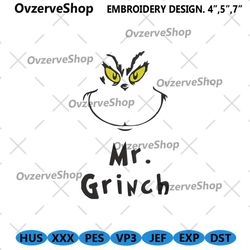 mr grinch embroidery instant file download, grinch face download embroidery, the grinch christmas embroidery files