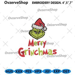 merry grinchmas christmas embroidery download, grinch christmas embroidery digital file, christmas machine embroidery