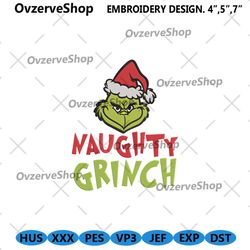 naughty grinch machine embroidery design, grinch christmas embroidery file instant download, christmas embroidery design
