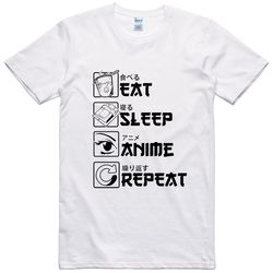 mens anime t shirt funny design eat sleep repeat regular fit 100 cotton tee