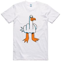 mens funny t-shirt rude seagull design regular fit 100 cotton tee