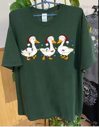duck christmas shirt, christmas ducks shirt, christmas gifts, funny christmas duck sweatshirt, christmas lights,