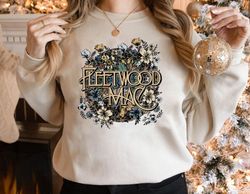 fleetwood mac tshirt,vintage floral retro band graphic tee,rock band sweatshirt,unisex music lover gifts,distressed band