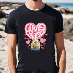 minions valentines day heart shaped glasses t-shirt