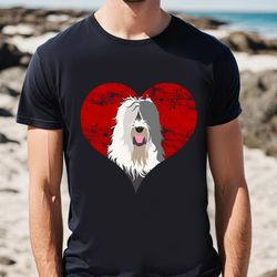 old english sheepdog heart valentine day dog t-shirt