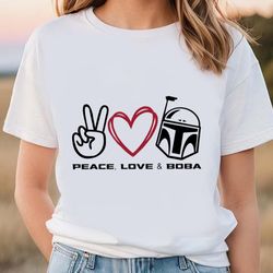 peace love and boba fettbook valentines day shirt