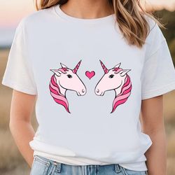 pink unicorn couple valentine t-shirt