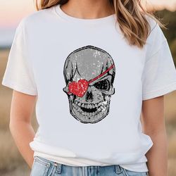 pirate skull weathered valentines day shirt