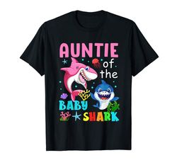 adorable auntie of the baby shark t-shirt birthday auntie shark