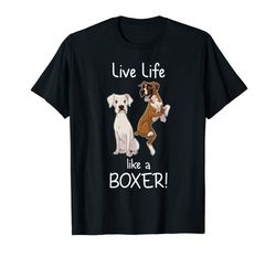 adorable live life like a boxer funny boxer dog tshirt gift for women