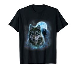 adorable t-shirt grey wolf hunting ground icy moon forest galaxy