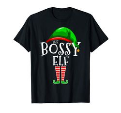 adorable the bossy elf group matching family christmas gift funny t-shirt