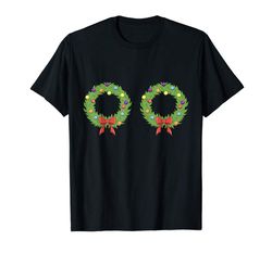 adorable womens wreath boobs funny christmas gag gift outfit t-shirt