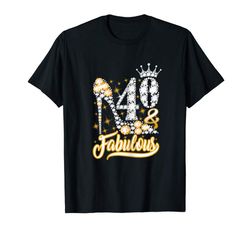 adorable womens 40 and fabulous 40th birthday diamond t-shirt gift for women