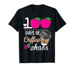 buy 100 days of coffee chaos teacher gifts 100th day of school t-shirt