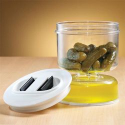 pickle and olives jar container with strainer