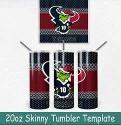 grinch houston texans ugly sweater tumbler wrap, christmas grinch houston texans tumbler wrap