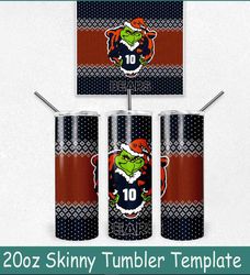 grinch chicago bears ugly sweater tumbler wrap, christmas grinch chicago bears tumbler wrap