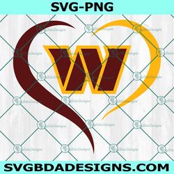 heart love washington commanders svg, washington commanders logo svg, valentine svg, nfl logo svg, american football svg