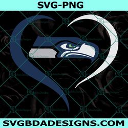heart love seattle seahawks svg, seattle seahawks logo svg, valentine svg, nfl logo svg, american football svg