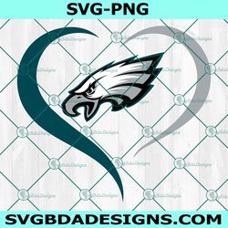 heart love philadelphia eagles svg, philadelphia eagles logo svg, valentine svg, nfl logo svg, american football svg