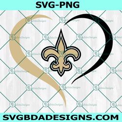 heart love new orleans saints svg, new orleans saints logo svg, valentine svg, nfl logo svg, american football svg