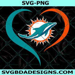 heart love miami dolphins svg, miami dolphins logo svg, valentine svg, nfl logo svg, american football svg