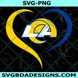 heart love los angeles rams svg, los angeles rams logo svg, valentine svg, nfl logo svg, american football svg