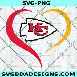 heart love kansas city chiefs svg, kansas city chiefs logo svg, valentine svg, nfl logo svg, american football svg