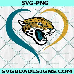 heart love jacksonville jaguars svg, jacksonville jaguars logo svg, valentine svg, nfl logo svg, american football svg