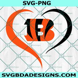 heart love cincinnati bengals svg, cincinnati bengals logo svg, valentine svg, nfl logo svg, american football svg