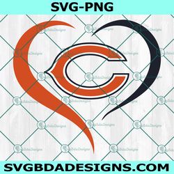 heart love chicago bears svg, chicago bears logo svg, valentine svg, nfl logo svg, american football svg