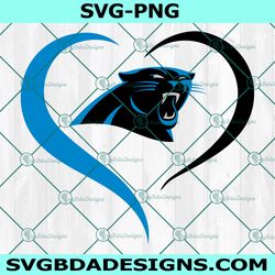 heart love carolina panthers svg, carolina panthers logo svg, valentine svg, nfl logo svg, american football svg