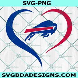 heart love buffalo bills svg, buffalo bills logo svg, valentine svg, nfl logo svg, american football svg