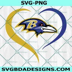 heart love baltimore ravens svg, baltimore ravens logo svg, valentine svg, nfl logo svg, american football svg